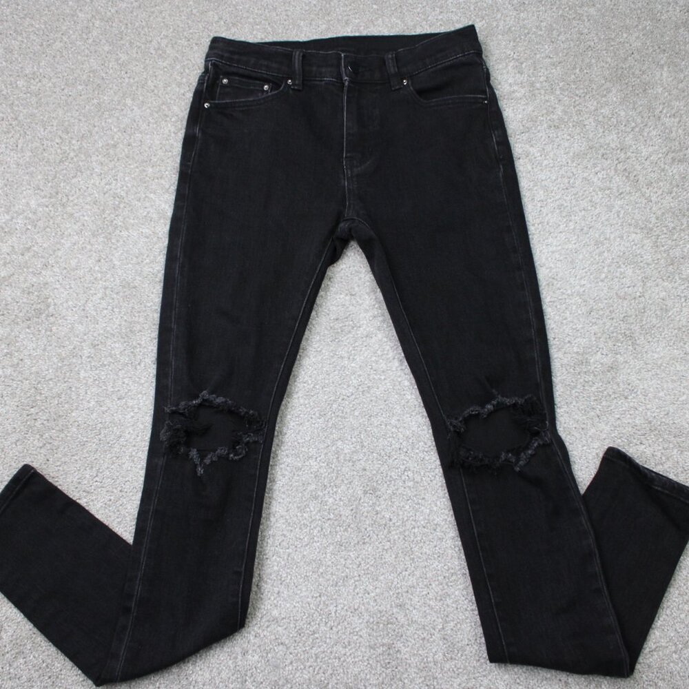 MNML Jeans Mens 29x32 Black Distressed Cotton Stretch Straight 5-Pocket Denim‎